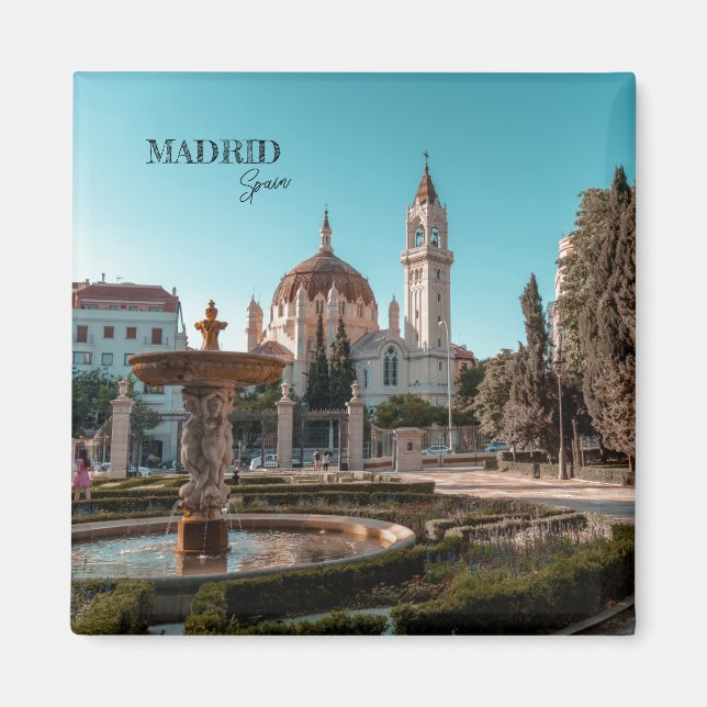Íman Souvenir paisagem da Espanha de Madrid (Frente)
