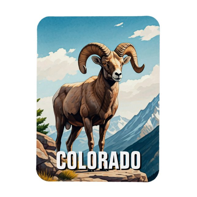 Íman Souvenir viagem de carneiro Colorado Bighorn (Vertical)