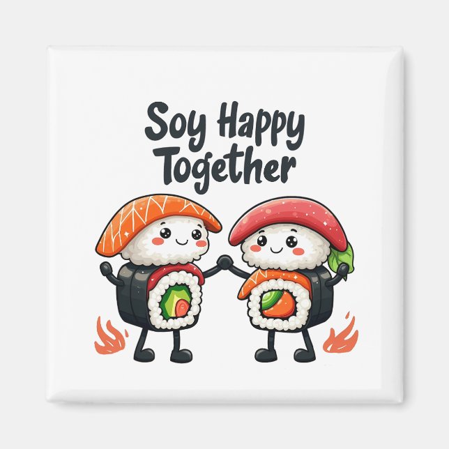 Íman Soy feliz juntos Sushi Kawaii Comida japonesa (Frente)