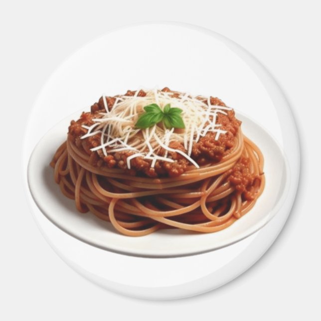 Íman Spaghetti Bolognese com folhas de queijo e manjeri (Frente)