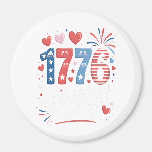 Íman Sparkle Like It's 1776 4º de julho Fireworks (Frente)