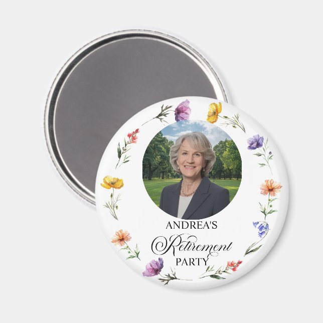 Íman Special Photo Floral Retirement Party Favor (Front/Back)