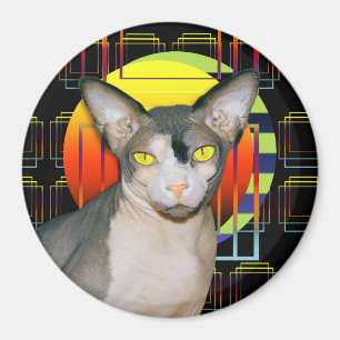 Íman Sphynx Cat Ninja Crazy Cat Design Black Geométrico