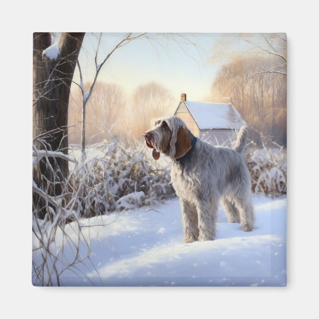 Íman Spinone Italiano Deixe-o nevar no Natal (Frente)