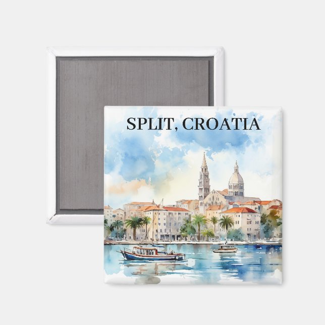 Íman Split Croácia Dalmatia Watercolor (Front/Back)