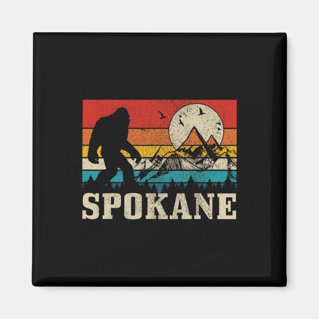 Íman Spokane Washington Bigfoot Vintage Mountain Hunter (Frente)