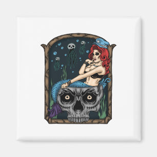 Íman Spookeen Halloween Gótico Skull Mermaid