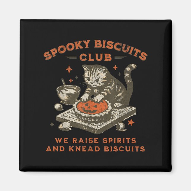 Íman Spooky Biscuits Club Cat, Dia de as Bruxas engraça (Frente)