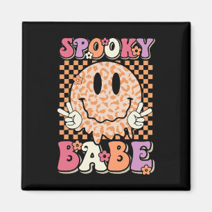 Íman Spooky Bybe Groovy Halloween Leopard Sorri Face Ch