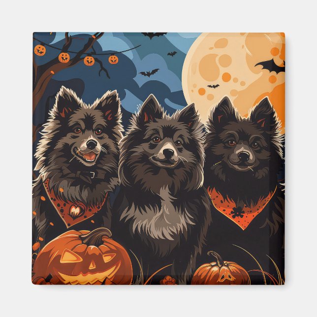 Íman Spooky Finlandês do Halloween Lapphund (Frente)