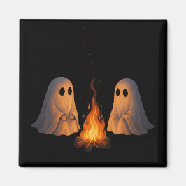 Íman Spooky Ghost Campfire Night Forest Art - Halloween