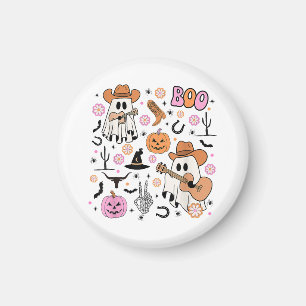 Íman Spooky Ghost Cowboy Cute Halloween Boo Western Ret