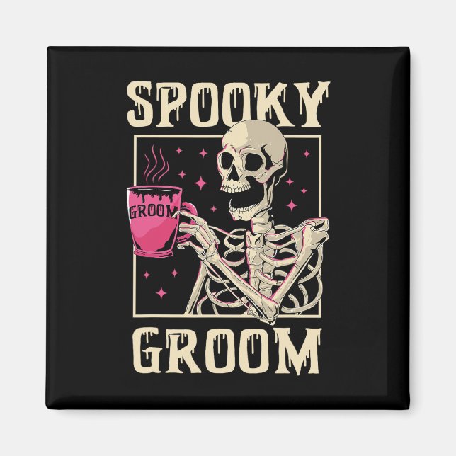 Íman Spooky Groom Skeleton Halloween Solteiro P (Frente)