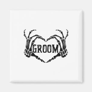 Íman Spooky Groom Skeleton Mãos Noivado Hal Casado
