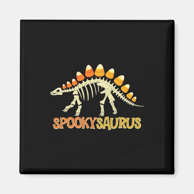 Íman Spookysaurus Candy Corn Dinossauro Esqueleto Feliz (Frente)