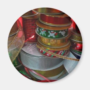 Íman Spools de Férias de Natal Vermelho e Dourado