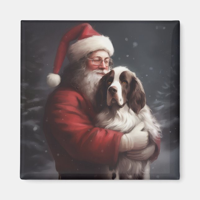 Íman Springer Spaniel Papai Noel Natal Festivo (Frente)