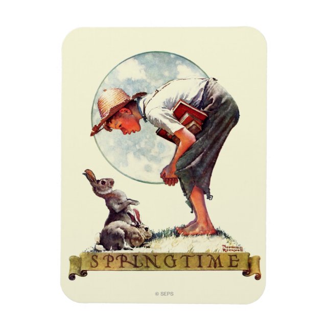 Íman Springtime, garoto de 1935 com coelho (Vertical)