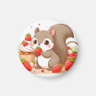 Íman Squirrel eating strawberry