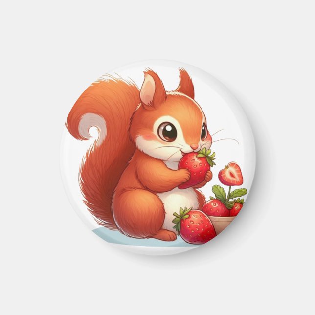 Íman Squirrel eating strawberry (Frente)
