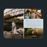 Íman Sr. e Sra. Obrigado Foto Colagem Azul e Dourada<br><div class="desc">Obrigado de casamento do design azul e dourado, "Sr. e Sra.", você tem ímanes com três das suas fotos favoritas de casamento. Mostre à sua família e amigos o seu apreço por fazer parte da sua celebração de casamento com um desses lindos seguidores. Personalize com sua mensagem e nomes curtos....</div>