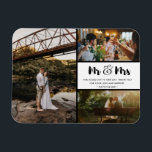 Íman Sr. e Sra. Obrigado Foto Colagem Preta e Branca<br><div class="desc">Obrigado de casamento "Sr. e Sra.", design, você tem ímanes com três das suas fotos favoritas. Mostre à sua família e amigos o seu apreço por fazer parte da sua celebração de casamento com um desses lindos seguidores. Personalize com sua mensagem e nomes curtos. Contacte-me através do botão abaixo se...</div>