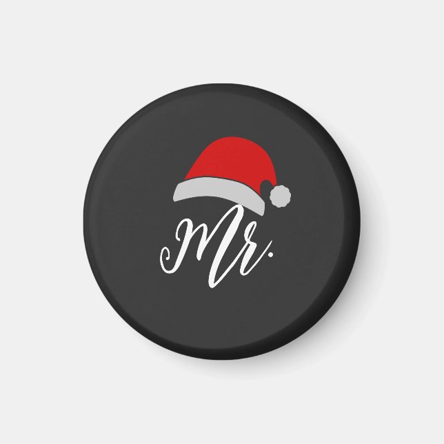 Íman Sr. e Sra. Santa Hat Design Magnet, Sr. e Sra. (Frente)