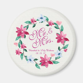 Íman Sr. & Sra. Elegant Floral Wedding | Magnet