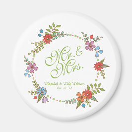 Íman Sr. & Sra. Elegant Floral Wedding | Magnet