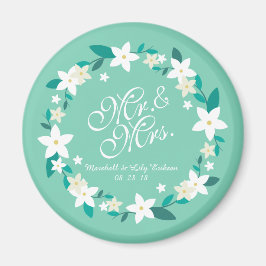 Íman Sr. & Sra. Elegant Floral Wedding | Magnet