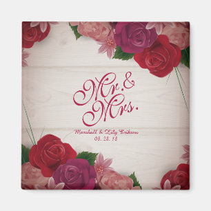 Íman Sr. & Sra. Elegante Floral Casamento Ímã