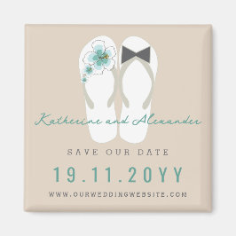 Íman Sr & Sra Flip Flops Hibisco Casamento Salve A Data
