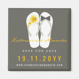 Íman Sr & Sra Flip Flops Hibiscus Casamento Salve A Dat