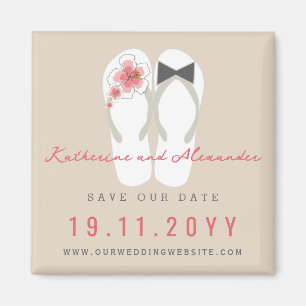 Íman Sr & Sra Flip Flops Hibiscus Casamento Salve A Dat
