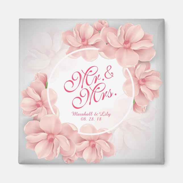 Íman Sr. & Sra. Floral Watercolor Wedding | Magnet (Frente)