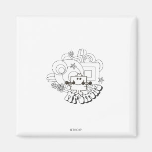 Íman Sr. Strong Estrelas e flores brancas e pretas