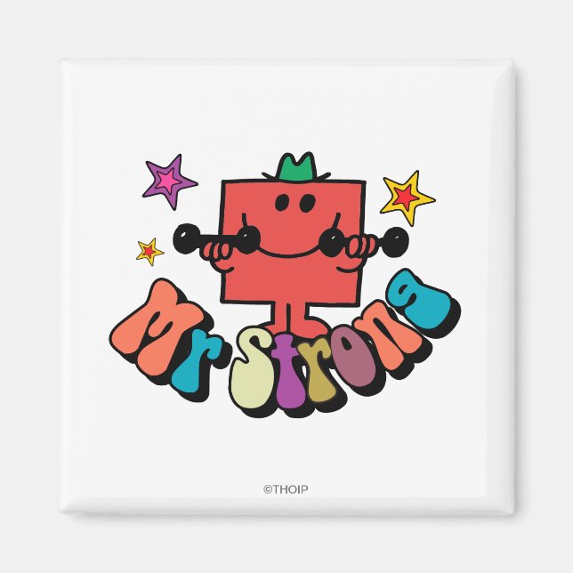 Íman Sr. Strong | Letras e Estrelas Coloridas (Frente)