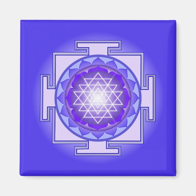 Íman Sri yantra Mandala Roxo e Magneta Azul (Frente)