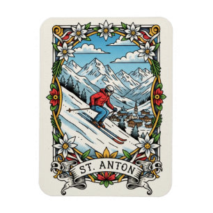 Íman St. Anton Áustria Esquiador Esquiando