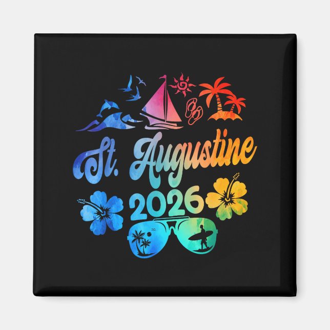 Íman St. Augustine Florida 2026 Vacation Tie Dye Summer (Frente)