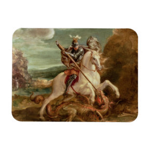 Íman St George que massacra o dragão, (óleo no painel