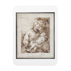 Íman St Joseph com a criança de sono do cristo (caneta