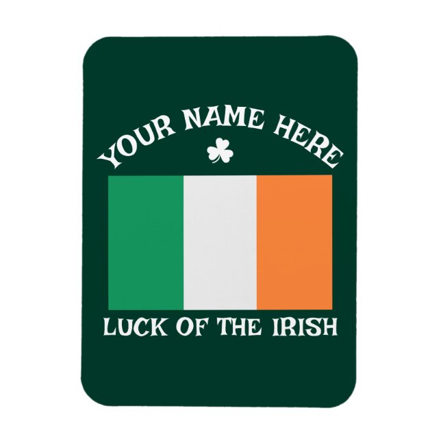 Íman St Patrick's Day Ireland Flag Custom Name Shamrock (Vertical)