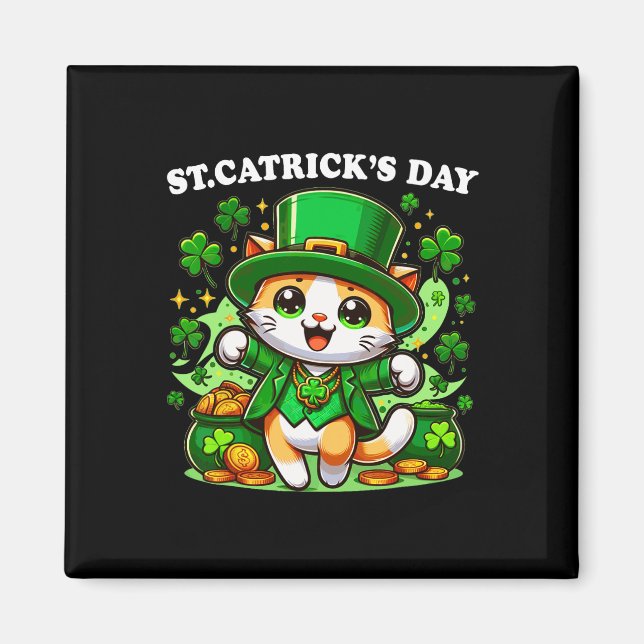 Íman St Patricks Dia dos Carrinhos Santo dos Gatos Patt (Frente)