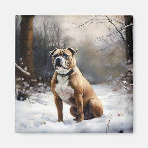 Íman Staffordshire Bull Terrier Deixe Cair a Neve Natal