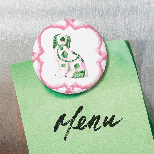 Íman Staffordshire Dog Opt 1 in Pink and Green Magnet (Criador carregado)