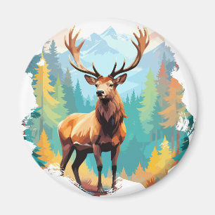 Íman Stag Vetor Art Animal Na Natureza Majestosa Selvag