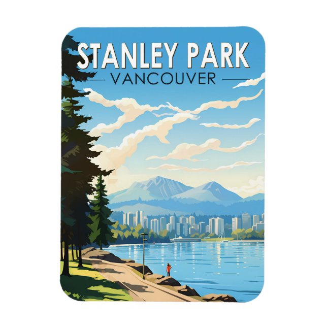 Íman Stanley Park Vancouver Canada Viagem Art Vintage (Vertical)