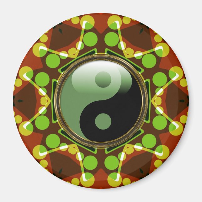 Íman Star Bubbles New Age Green Yin Yang Magnet (Frente)