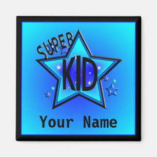 Íman Star Super Kid Name Blue Magnet Personalizado